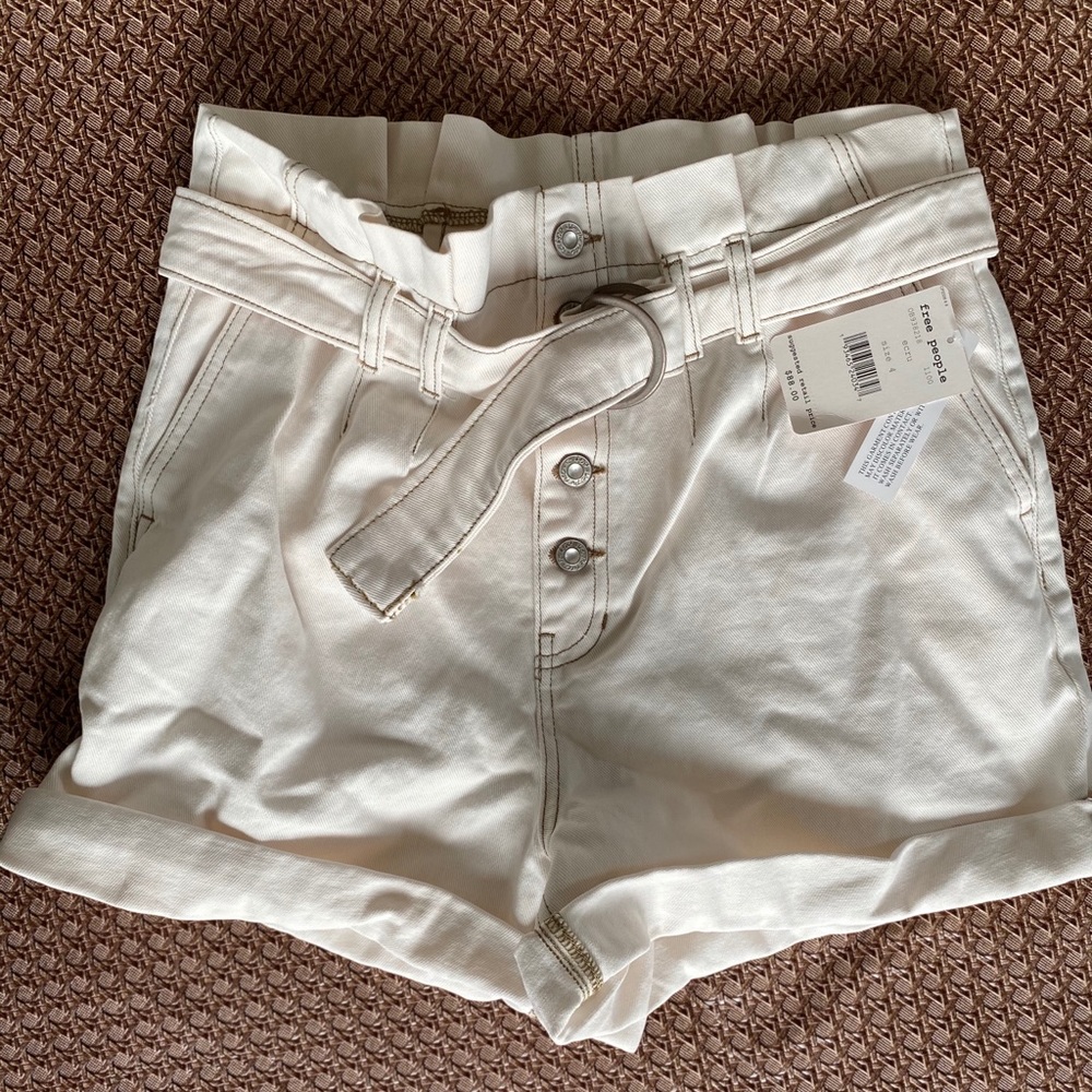 NWT Free People White Paperbag Shorts